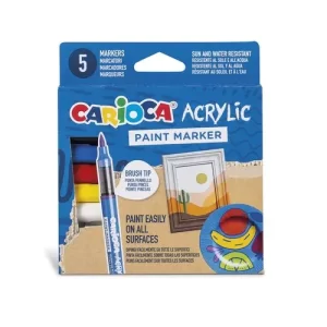 ROTULADOR ACRILICO CARIOCA PAINT MARKER PUNTA PINCEL CAJA de 5