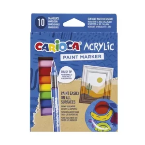 ROTULADOR ACRILICO CARIOCA PAINT MARKER PUNTA PINCEL CAJA de 10